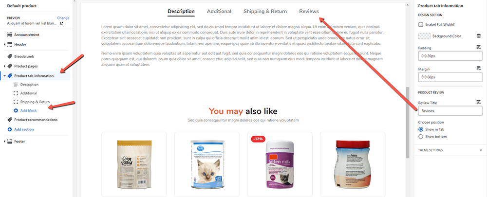Product tab more info